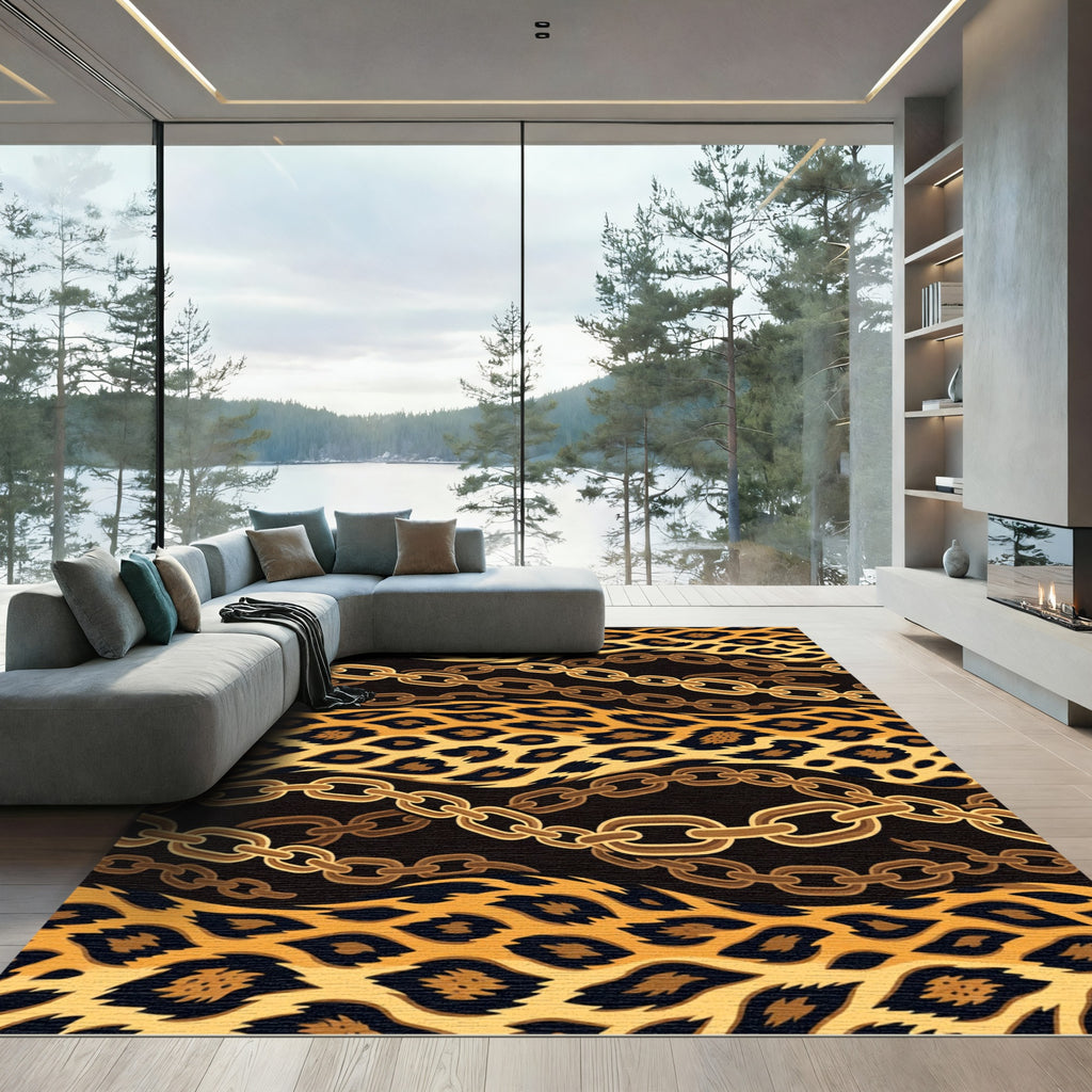 Bold Cheetah Print Chain Rug