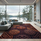 Copper Geometric Interlocking Circular Arabesque Rug