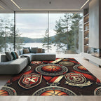 Vintage Basketball Emblem Medallion Rug
