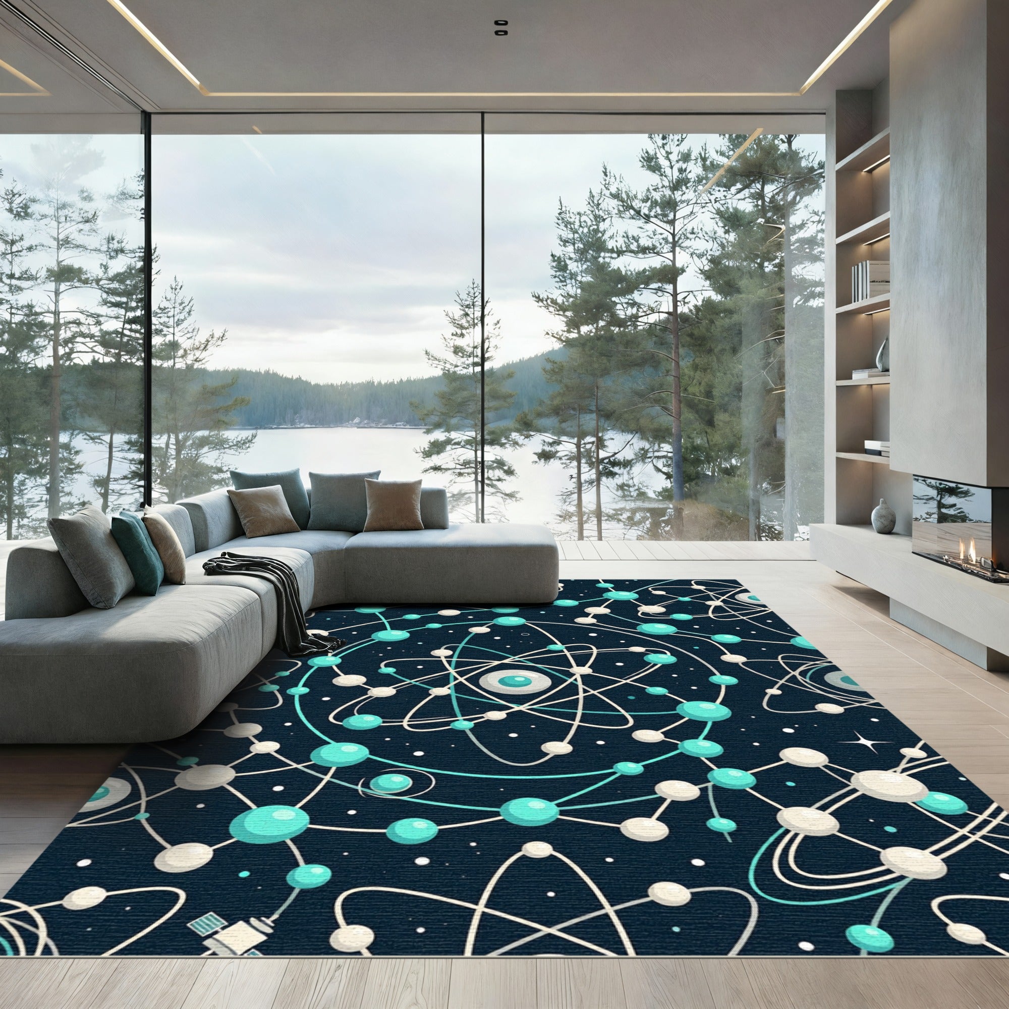 Cosmic Orbiting Atom Network Rug