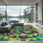 Playful Colorful Road Traffic City Map Rug