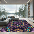 Purple Yellow Teal Starburst Geometric Rug