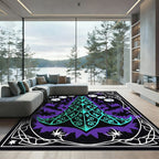 Mystical Emerald Tree Purple Moon Forest Rug