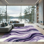 Abstract Fluid Purple Wave Flow Rug