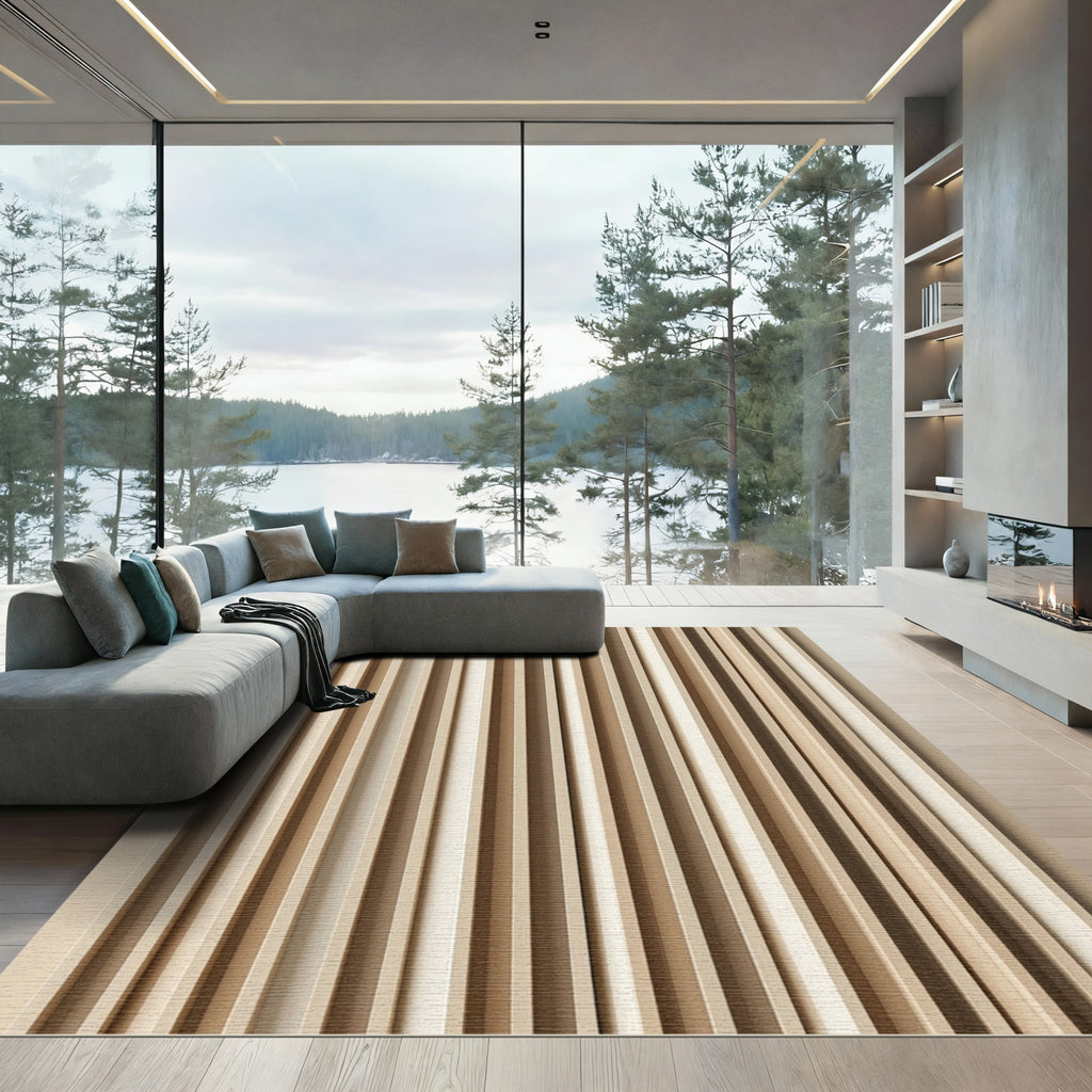 Sandy Hues Vertical Lines Rug