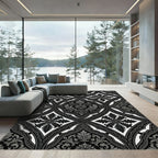 Monochromatic Ogee Lattice Floral Rug