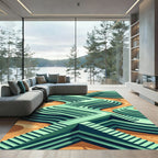Mint Green Abstract Terraced Landscape Rug