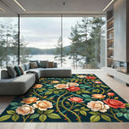 Romantic Coral Rose Trellis Harmony Rug