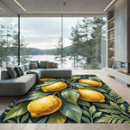 Lush Golden Lemon Botanical Foliage Rug