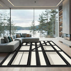 Black White Timber Frame Rug