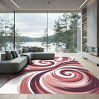 Earthy Rose Abstract Swirling Wave Rug