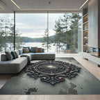 Ornate Silver Vintage Mandala Rug