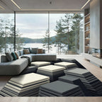 Minimalist Isometric Monochrome Layered Cube Rug