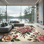 Romantic Pink Rose Bouquet Illustration Rug