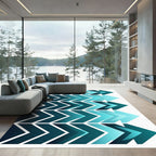 Aqua Gradient Chevron Array Rug