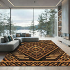 Geometric Bronze Radiant Sun Diamond Rug