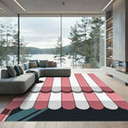 Pink White Stripe Awning Design Rug