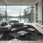 Monochromatic Scale Fan Art Deco Rug