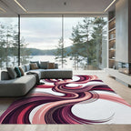 Crimson Swirls Woman Portrait Rug