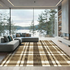 Earth Tone Woven Plaid Basketweave Rug