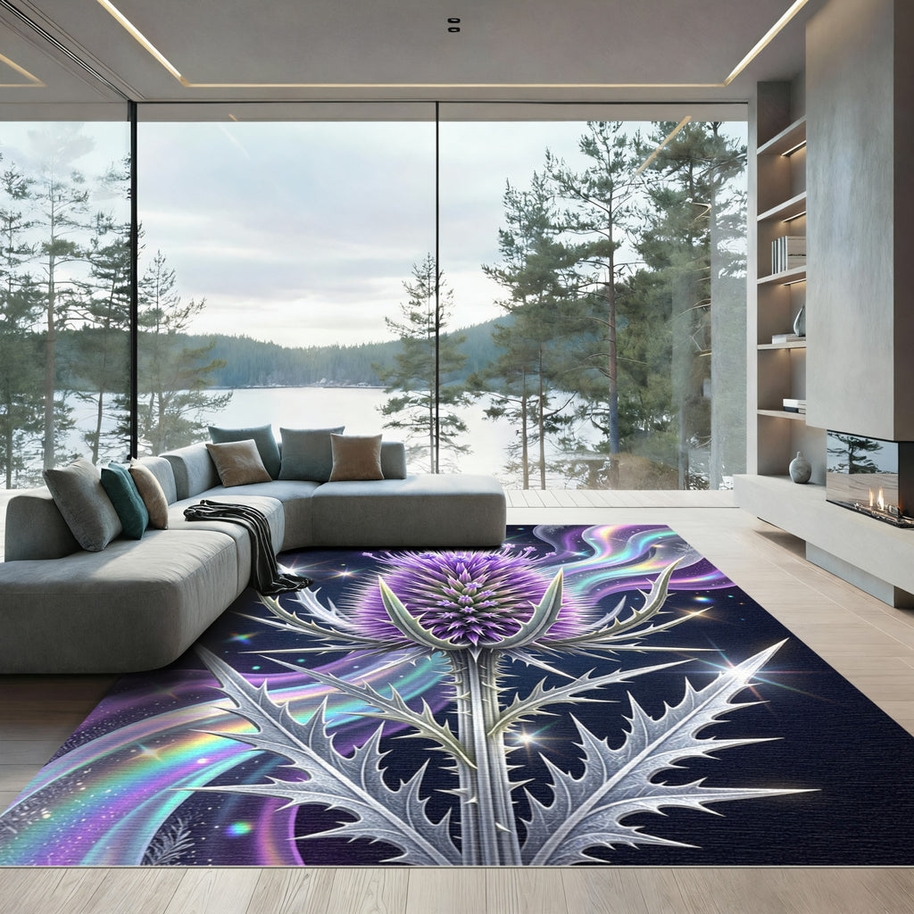 Ethereal Purple Thistle Celestial Glow Rug