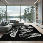 Monochrome Abstract Ink Calligraphy Brushwork Rug