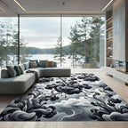 Monochromatic Ink Cloud Swirl Rug