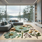 Soft Pastel Botanical Cosmos Rug