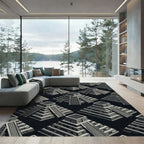 Monochrome Isometric Ancient Pyramid Geometric Rug