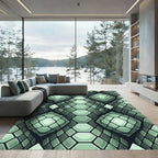Geometric Emerald Reptile Scale Sphere Rug