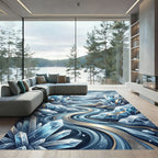 Icy Blue Crystal River Landscape Rug