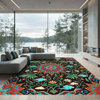 Vibrant Crimson Floral Medallion Cloud Art Rug