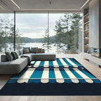 Classic Blue and White Striped Canopy Rug