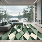 Sage Green Geometric Interlocking Diamond Rug