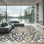 Ornate Gray Beige Scrollwork Rug