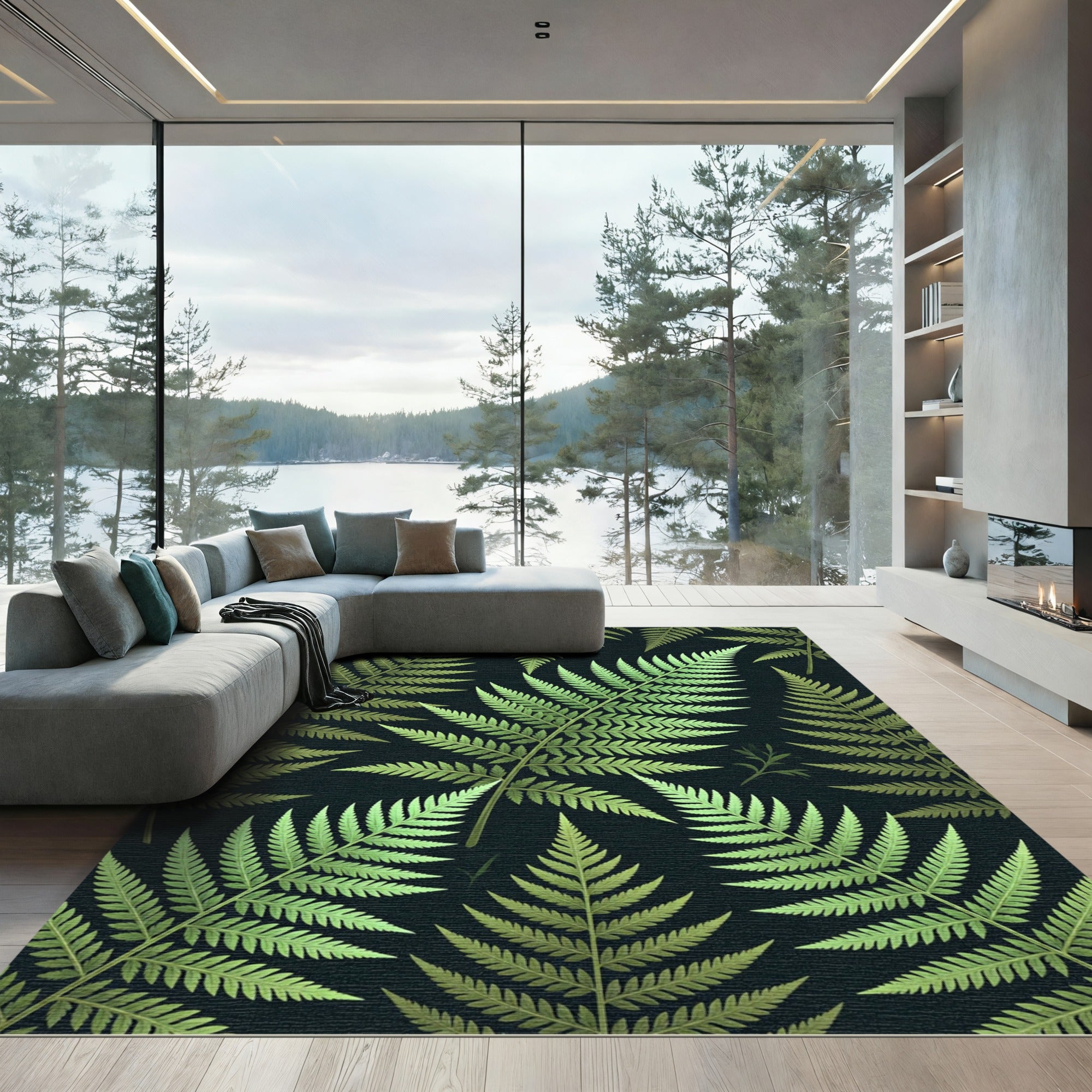 Lush Green Fern Botanical Repeat Rug