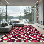 Bold Pink and Cherry Grid Mosaic Rug