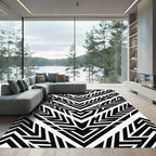 Bold Black Geometric Chevron Rug