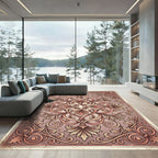 Ornate Rose Gold Scrollwork Foliage Rug