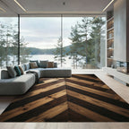 Rustic Two Tone Chevron Wood Texture Rug