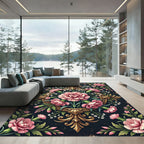 Vintage Pink Carnation Golden Medallion Rug