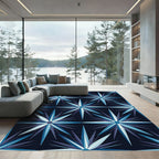 Deep Blue Starburst Geometric Rug