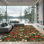 Vibrant Orange White Blossom Branches Rug