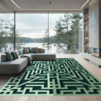 Mint Green Geometric Maze Rug