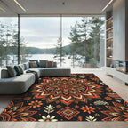 Burnt Orange Mandala Floral Medallion Rug