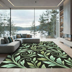 Ethereal Sage Green Scrolling Foliage Rug