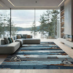 Rustic Coastal Cabin Striped Landscape Rug