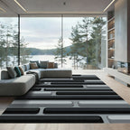 Monochromatic Slate Stack Ribbed Rug