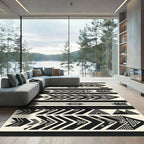 Monochrome Tribal Geometric Arrow Composition Rug