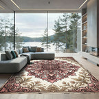 Dusty Rose Ornate Floral Medallion Rug